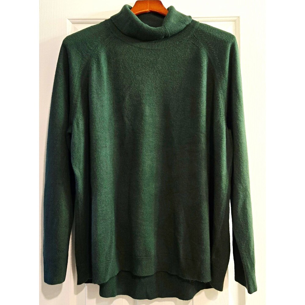 Karen Scott Women's 3X Plus Green Turtleneck Pullover Sweater Long Sleeve Knit